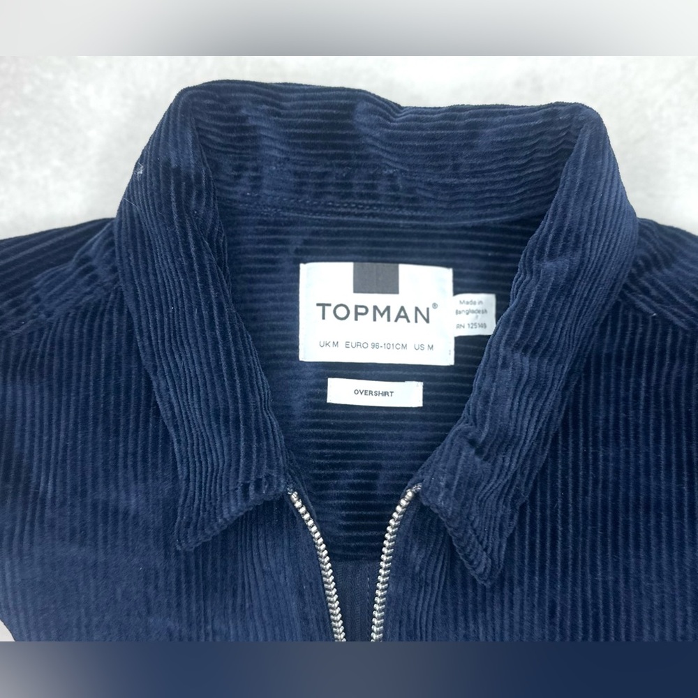 TOPMAN Velvet Bomber Corduroy Blue Zip-Up Jacket Men’s Outerwear Men Medium Soft